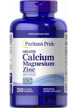 Puritan's Pride Chelated Calcium Magnesium Zinc | 250 Caplets