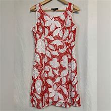 Perceptions Dresses | Perceptions Petite Red & White Lace Overlay Dress Size Med | Color: Red/White | Size: M