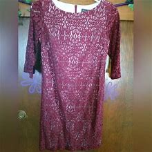 Jessica Howard Dresses | Jessica Howard Lace Dress Wine Colored Size 4 Petite | Color: Purple/Red | Size: 4P