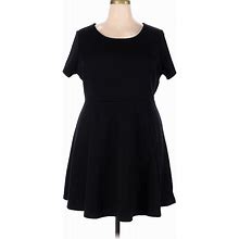 Old Navy Casual Dress - A-Line Scoop Neck Short Sleeves: Black Solid Dresses - Women's Size 2X