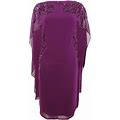 Adrianna Papell Dresses | Adrianna Papell Women's Beaded Cape Sheath Dress - Wildberry | Color: Purple | Size: Various