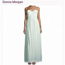 Donna Morgan Strapless Laura Dress In Beach Glass