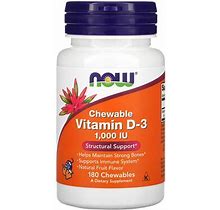 NOW Foods, Chewable Vitamin D-3, Natural Fruit Flavor, 1,000 IU, 180 Chewables, NOW-00357