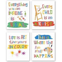 CHDITB Unframed Colorful Art Print Inspirational Quotes&Saying Painting Watercolor Words Wall Art,Set Of 4(8X10) Canvas Ink Splatter Palette