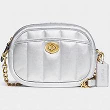 Coach Bags | Coach Quilted Leather Crossbody Women`S Silver Metallic Bag | Color: Silver | Size: Os
