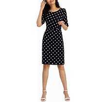 Connected Women's Polka-Dot Sheath Dress - Black - Size 12