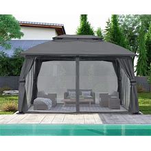 ABCCANOPY Double Soft-Top Patio Gazebo With Mosquito Netting
