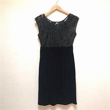 Agb Dresses | Agb Dress| Sheer Floral Top Velvet Sheath Dress | Color: Black | Size: 6