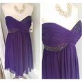New Maggy London Purple Strapless Beaded Cocktail Dress