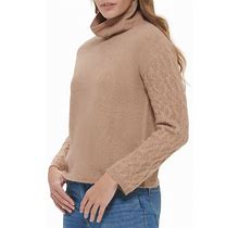 Calvin Klein Cable Knit Cowlneck Pullover Sweater - Natural - Sweaters Size Xsmall