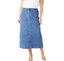 Plus Size Women's True Fit Stretch Denim Midi Skirt By Jessica London In Medium Stonewash (Size 28 W)