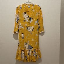 Old Navy Dresses | Two Layered Yellow Floral Dress | Color: Yellow | Size: M
