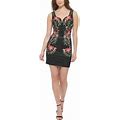 Guess Womens Mesh Embroidered Sheath Dress