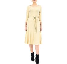 Women's Nina Leonard Sylvia Lurex Midi Dress, Size: Small, Gold