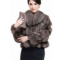 Fur Story Women's Genuine Fox Fur Coat Thick Warm Fur Jacket Winter Coat