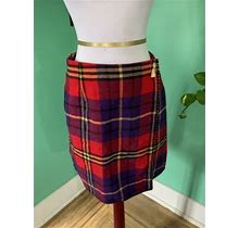 Vtg Real Life Womens Tartan Plaid Wrap Skirt 7/8 School Girl