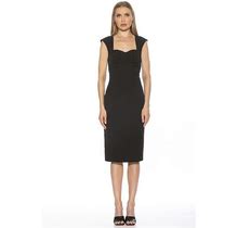 Women's ALEXIA ADMOR Corset Midi Sheath Dress, Size: 12, Black