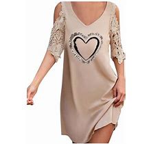 Sayhi Summer Spring Dresses For Women Strappy Cold Shoulder Shirt Dress Trendy Hollow Loose Women's Beach Clothes