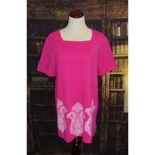 Blair Top Blouse Large Pink White Paisley Floral Womens Square Neck