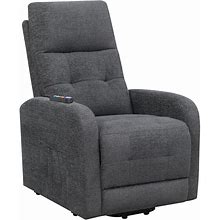 Coaster Howie Charcoal Tufted Upholstered Power Lift Recliner, Gray Transitional Chairs From Coleman Furniture