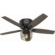 Hunter Bennett 52 LED Low Profile Bennett 52" 5 Blade LED Indoor Ceiling Fan With Remote Control Included Matte Black Fans Ceiling Fans Indoor Ceiling