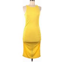 Venus Casual Dress - Sheath Crew Neck Sleeveless: Yellow Print Dresses - Women's Size Medium