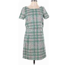Casual Dress - Shift Square Short Sleeve: Green Plaid Dresses - Women's Size X-Small