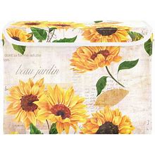 Xigua Yellow Sunflower Storage Bins With Lids And Carrying Handle,Foldable Storage Boxes Organizer Containers Baskets Cube With Cover For Home