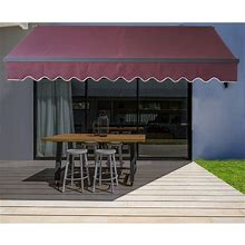ALEKO Black Frame Retractable Home Patio Canopy Awning 13 X 10 ft Burgundy Color