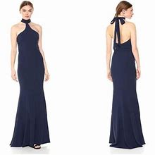 Dress The Population Dresses | Dress The Population Taylor Navy Blue Knit Halter Gown | Color: Blue | Size: M