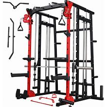 Major Fitness Smith Machine, All-In-One Home Gym Power Cage With Smith Bar And Two LAT Pull-Down Systems And Cable Crossover Machine For Home Gym
