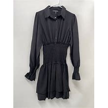 Parisian Women's 8 Shirred Flute Sleeve Mini Dress Black ASOS Shirt Dress NWT