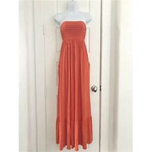Guess By Marciano Orange Tacked Pleats And Gathered Xsmall Maxi Dress