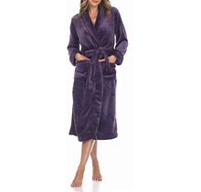 White Mark Women's Cozy Lounge Robe, Purple, S/M