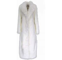 Old Dird Women Warm Long Sleeve Parka Faux Fur Coat Lapel Full-Length Outwear Maxi Fluffy Faux Fur Overcoat