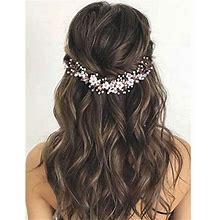 Gorais Flower Bride Wedding Hair Vine Crystal Bridal Headpieces Pearl Hair Accessories For Women And Girls (A-Silver) (C-Rose Gold)