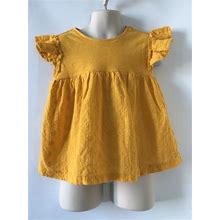 Zara Kids Yellow Embroidered Dress Ruffles Short Sleeve 2 3 Years