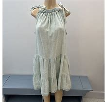 New Ulla Johnson Corianne Dress Sz 4 Linen Tiered Cerulean NWT $495