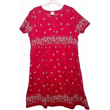 Blair Dresses | Blair Vintage Red Bandana Midi Dress Women Large | Color: Red/White | Size: L