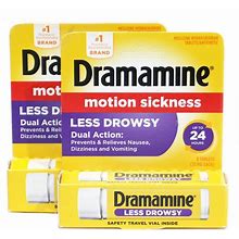 X2 Dramamine All Day Less Drowsy Motion Sickness Relief 8 Count Exp