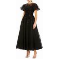 Mac Duggal Women's Flutter-Sleeve Embellished Midi-Dress - Black - Size 6