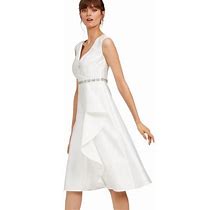 Adrianna Papell Dresses | Adrianna Papell Tea-Length Mikado Dress | Color: White | Size: 4