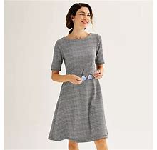 Women's Croft & Barrow® Elbow Sleeve A-Line Ponte Dress, Size: Large, Med Grey