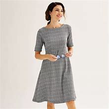 Women's Croft & Barrow® Elbow Sleeve A-Line Ponte Dress, Size: Small, Med Grey