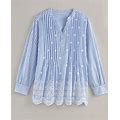 Blair Women's Haband Women's Cotton Embroidered Eyelet Tunic With Pintucks - Blue - L - Misses