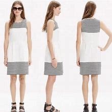 Madewell White Striped Sleeveless Sheath Dress Large