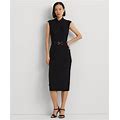 Lauren Ralph Lauren Women's Belted Jersey Mockneck Dress - Black