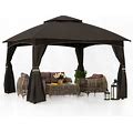 ABCCANOPY 10X12 Outdoor Gazebo - Patio Gazebo With Mosquito Netting, Outdoor Canopies For Shade And Rain For Lawn, Garden, Backyard & Deck (Brown)
