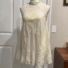 Free People Dresses | Free People Cream Embroidered Dress Sz: Xs | Color: Cream | Size: Xs
