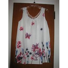 NWT Sheilay Cool Colorful Floral Summer Dress Shift Casual Sz S Crochet Back